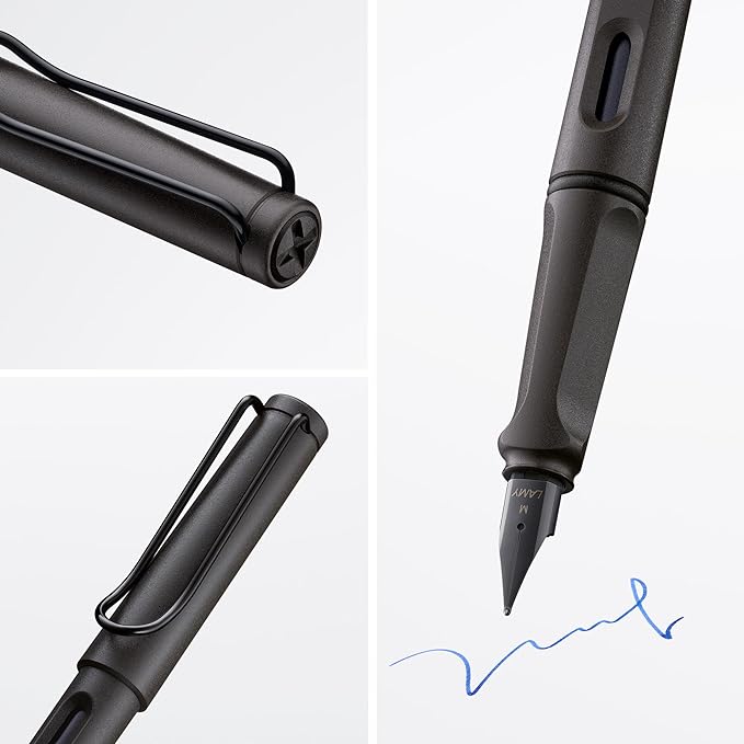 LAMY safari umbra - Fountain Pen with ergonomic grip & polished steel nib in size B - ideal for any Writing & Calligraphy - including LAMY T 10 blue cartridge - Right-Handed