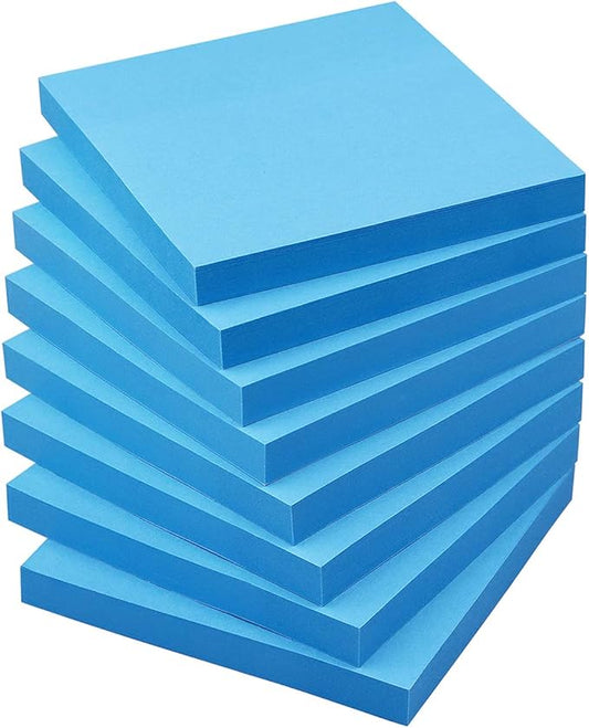Sticky Notes 3x3 Self-Stick Notes Bright Colors Sticky Notes 8 Pads 80 Sheet/Pad (Blue)