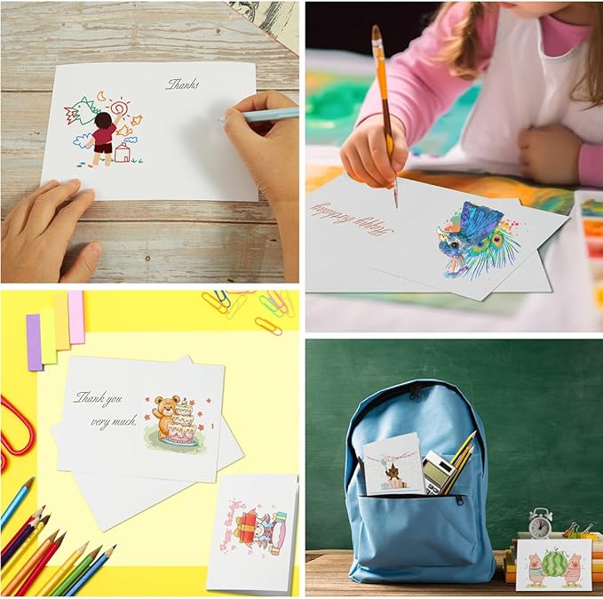 50 Pack Blank Cards Folded Cardstock Thank You Blank Greeting Cards for Invitations, Wedding, Greeting Cards, All Occasion DIY, 3x5 Folded Cards White