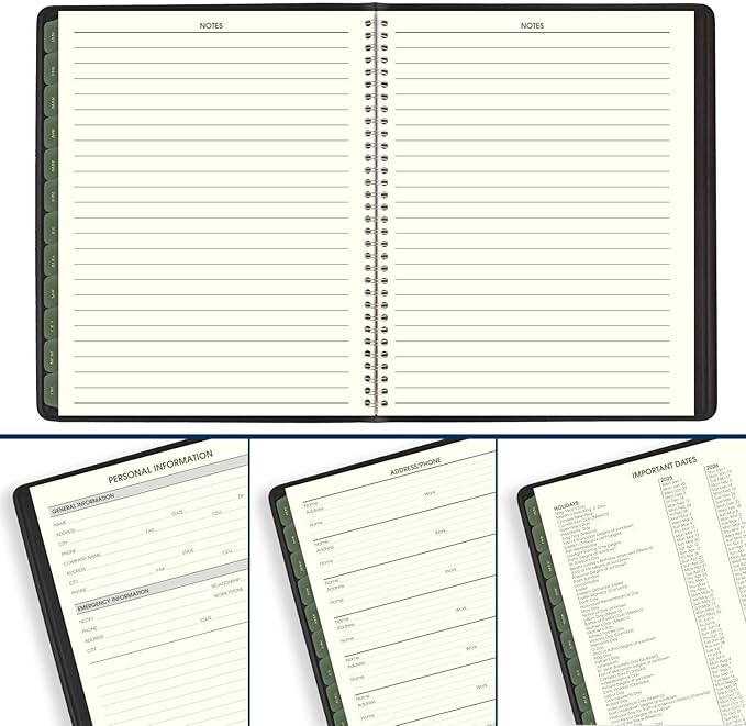 AT-A-GLANCE 2025 Appointment Book Planner, Weekly & Monthly, 7" x 8-3/4", Medium, Quarter-Hourly, Recycled, Black (70951G0525)