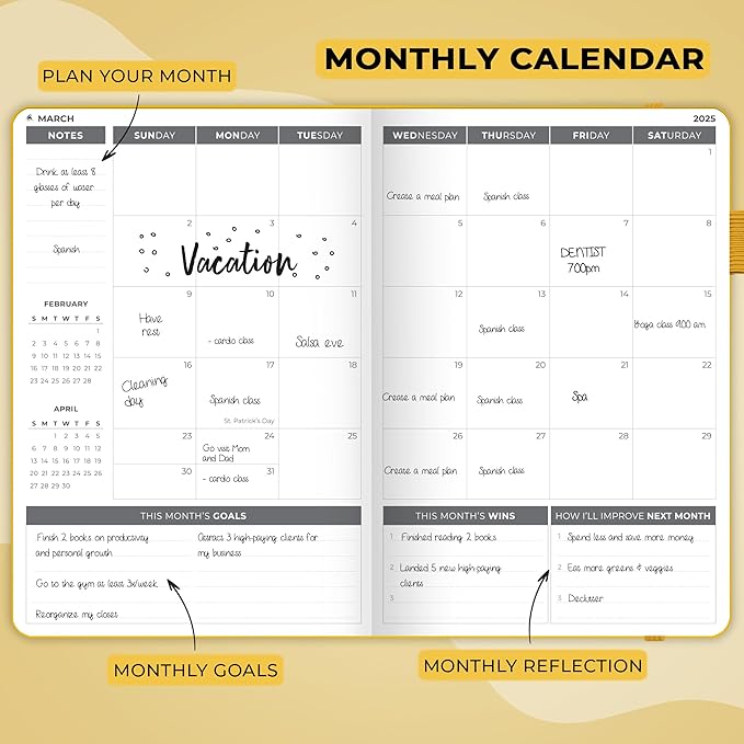 Clever Fox Dated Planner 2025-2026 – Weekly Life Planner Notebook for Goal Setting & Time Management – Planner with Habits Tracker, to-do List & Dated Pages – A5, Lasts 1 Year Amber Yellow)