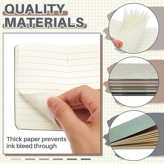 Outus 36 Pcs Pocket Notebook Mini Journal 2.5" x 4" Kraft Paper Mini Notepad Bulk Softcover Pocket Notepad Memo Diary Subject Notebooks for Student Traveler School(Dark Color)