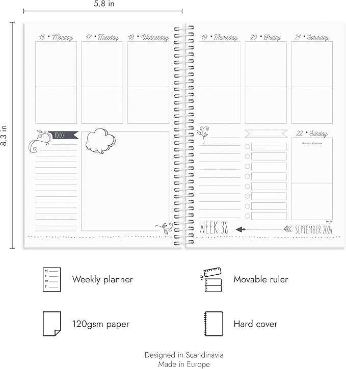 Doodle Academic Planner 2024-2025 | July 2024 - August 2025 | Weekly & Monthly Planner | Space for Creativity & Coloring | Planner stickers included | 120gsm paper