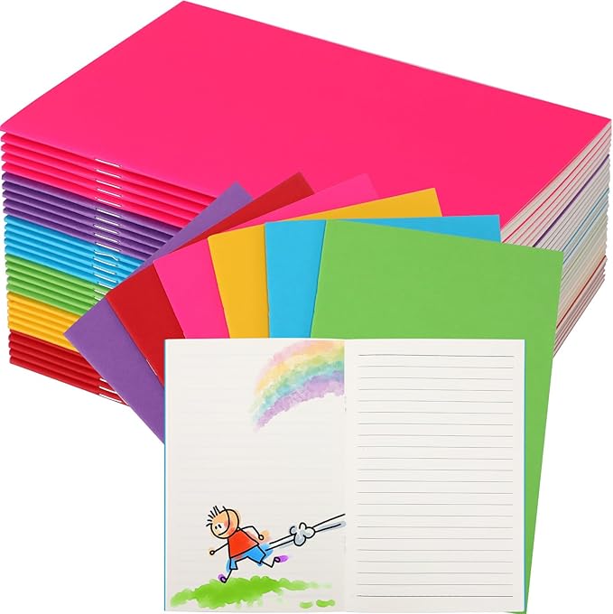 Gueevin 6 Pcs Blank Books for Kids to Write Stories Bulk Composition Notebooks Colorful Soft Cover Notebooks for Drawing Ruled Lined Journals Sketching Kindergarten Easter Gift (Classic Colors)