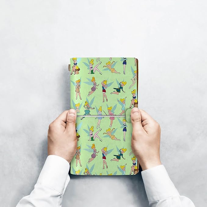 Tinkerbell Gift Tinkerbell A6 Size Refillable Leather Journal Cartoon Lovers Gift Pixie Fairy Tale Gift Princess Fans Gift Fairy Tale Movie Gift(Princess Tinker A6)
