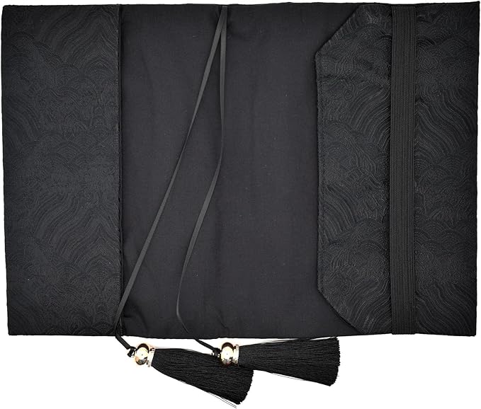 BLBMH Chinese Book CoversAdjustable Fabric Book Sleeve Cover Protector Fit for 5.5x8.5 inch Hardcover Softcover Book Novels Notebook Bible - Black