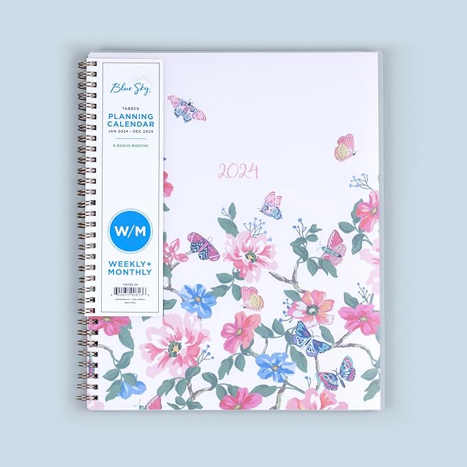 Blue Sky 2024 Weekly and Monthly Planner, January - December, 8.5" x 11", Frosted Cover, Wirebound, Fly By (140195-24)