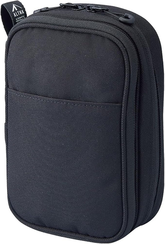 LIHIT LAB Gadget Pouch, Double, 5 x 3.6 x 8.5, Black (A7765-24)