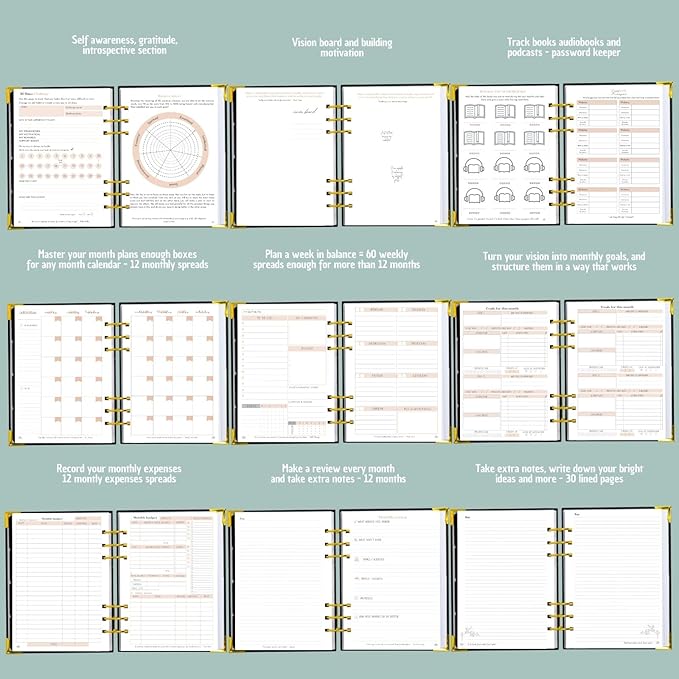 Bossy Girl Journey - Goal Planner Undated Weekly and Monthly Journal - Habit And Budget tracker - A5 Size Format To Beat Procrastination, Stay More Focused and motivated & Ebook with tips. (Black)