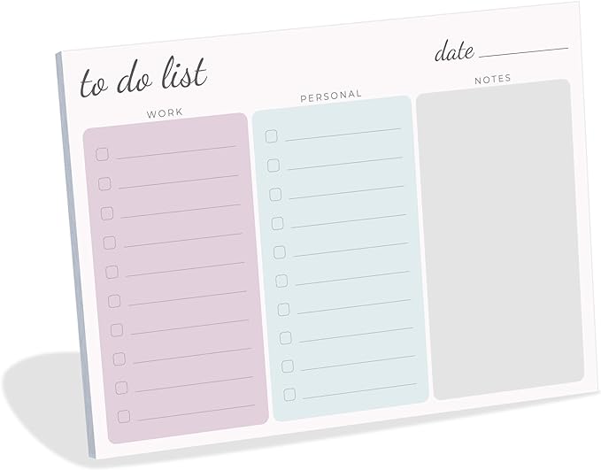 Large Work Home to Do List Sticky Notes, 8x6 inches by DAILY RITMO (Pastel)