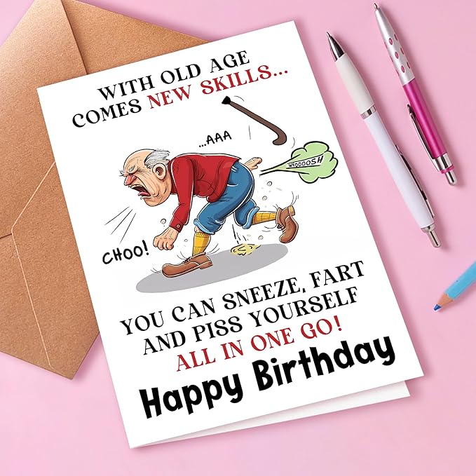 Funny Birthday Card for Men, Funny Birthday Card for Friends Grandpa Brother Husband Dad, Happy Birthday Card for Men Seniors, Funny Getting Older Birthday Card for Men, Old Age Bday Greeting Card