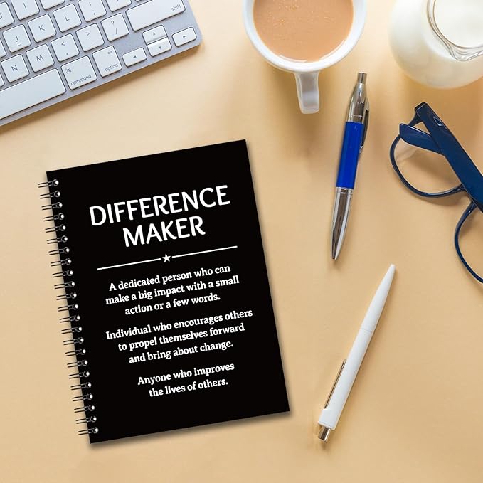 YAZMEEN Difference Maker Blank Spiral Notebook（160 Pages） Difference Maker Definition Hardcover Notebook Thank You Gift for Women Men Funny Office Journal Gift for Teacher Boss Leader Mentor Manager