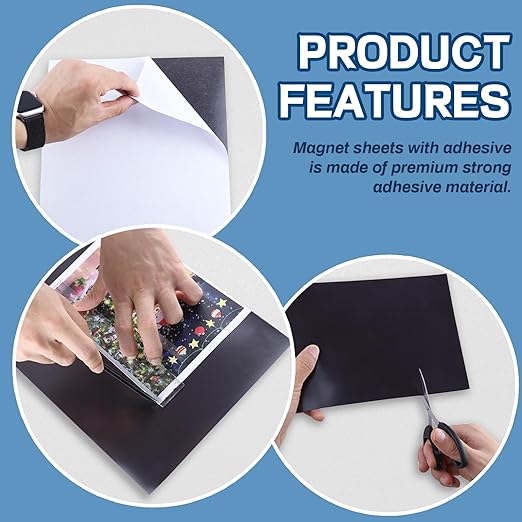 Magnetic Sheets with Adhesive Backing,8.5" x 11"(Pack of 24),30 mil Thick Cuttable Flexible Magnet Sheets for DIY Crafts,Photos and Stickers,Magnetic Paper Sheets with Strong Self Adhesive