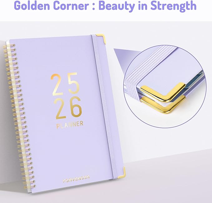 Forvencer Daily Planner 2025-2026, 18 Month Academic Planner, 8.5" x 11", Weekly and Monthly Planner, Jan 2025 - Jun 2026, Hardcover Day Planner, Spiral Agenda Book with Colorful Tabs, Office Home School Supplies, A4, Green