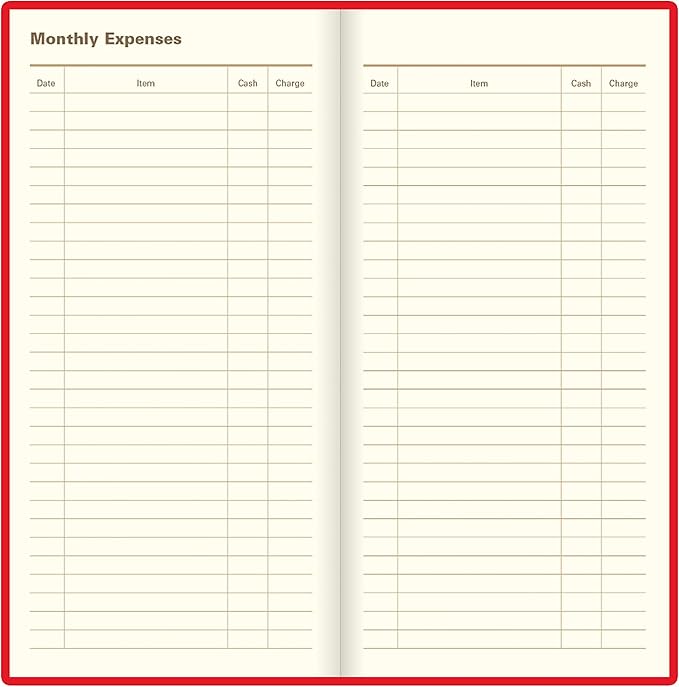 Letts of London Belgravia Weekly/Monthly Planner, 12 Months, January to December, 2024, Vertical, Slim Size, 6.625" x 3.25", Red (C33SURD-24)