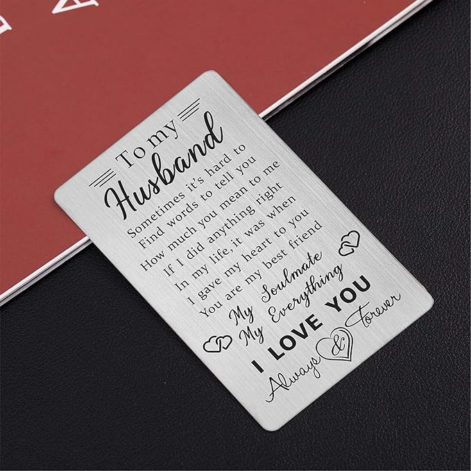 Husband Wallet Card Father‘s Day Gifts from Wife, I Love You Gifts for Him Husband Birthday Card, Unique Wedding Anniversary Presents for Men, Valentines Day