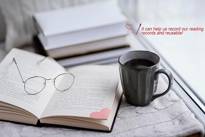 6pcs Leather Bookmarks for Women with Heart Shape, Cute Corner Bookmark, Book Accessories for Reading Lovers, Book Markers for Women, Bookmarks for Book Lovers by HNQCPCVU (Heart)