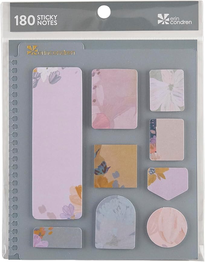 Erin Condren Universal Snap-in Stylized Sticky Notes - Bold Blooms | 9 Pads, 20 Sheets Each, 180 Sticky Notes Total