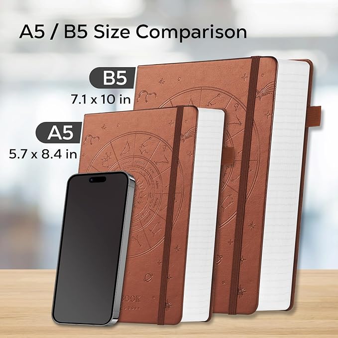 Notebook Journals for Writing Women/Men, 320 Pages Thick Daily Journal Notebooks with 100Gsm Lined Paper, B5 Hardcover Notebook College Ruled for Work School, Faux Leather, 7.1'' X 10'', Pearlescent