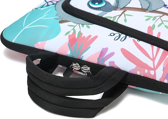 11.6 12 12.5 inch Laptop Sleeve Chromebook Case Ultrabook Case Notebook Sleeve Tablet Case Neoprene Handle Sleeve for Men Women, Two Pockets Fit Apple MacBook Air Samsung Acer HP DELL (Cute Sloth)