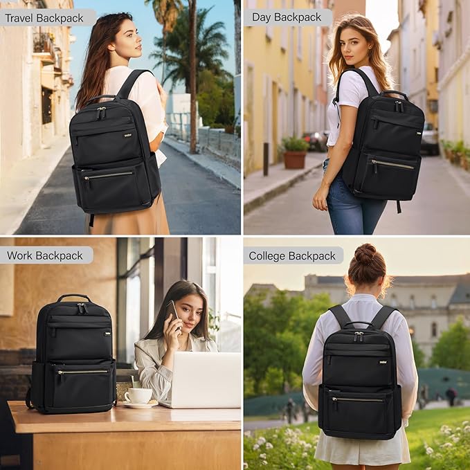 Laptop Backpack Work Bag: Fashion Travel Backpack for Women Fits 15.6 Inch Laptop Water Resistant Computer Backpack for College Teacher Nurse Business Large Capacity Casual Daypack