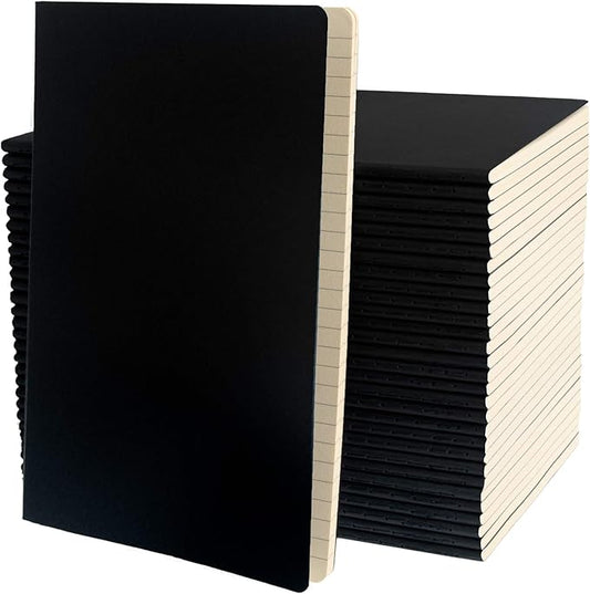 Simply Genius A5 Notebooks for Work, Travel, Business, School & More - College Ruled Notebook - Softcover Journals for Women & Men - Lined Note Books with 92 pages, 5.5" x 8.3" (Black, 30 pack)