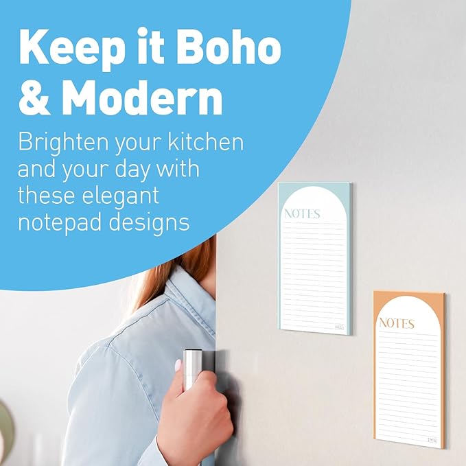 Sweetzer & Orange S&O Magnetic Notepads for Refrigerator 4 Pack, Sticky notes for Fridge Sets - Sticky Journals for Freezer - Magnetized memo sheets for cooler - 3.5” x 7”, 45 Pages