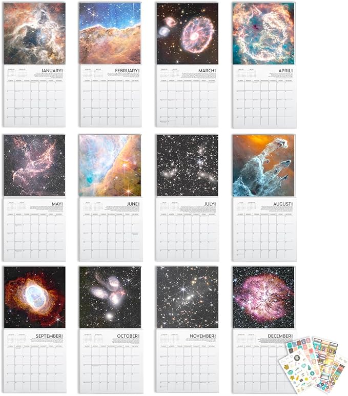 2024 James Webb Space Large Wall Calendar with Sticker Pack | 12" x 24" (Open)| Thick and Sturdy Paper | Astronomy Wall Calendar with Sticker Set | Star Calendar 2024 | Christmas Gift | Birthday Gift