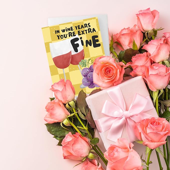 Funny Naughty Birthday Card,Dirty Card for 18th 16th 21st 30th 40th 50th 60th 65th Bday,Sarcastic Card For Boyfriend Husband Mom Dad Girlfriend Wife,Happy Birthday Greeting Card (In Wine Years ...)