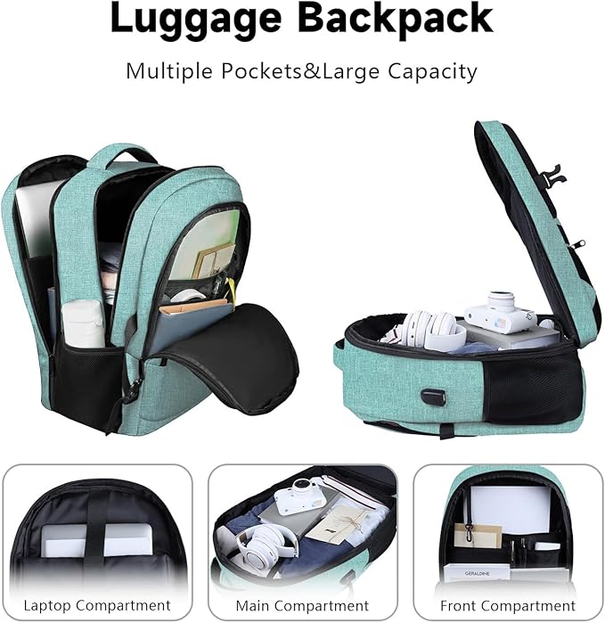 Lapsouno Business Laptop Backpack, Travel Laptop Backpack, Backpack, Anti Theft Sturdy 15.6 Inch TSA Friendly with USB Port, Water Resistant College School Computer Bag Gifts for Men Women,Lake Green