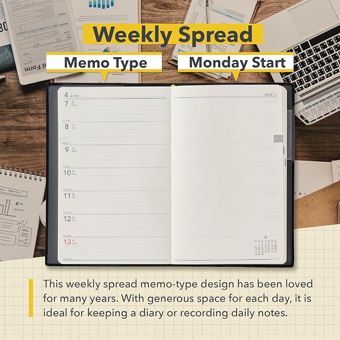 NOLTY Lights Small 3 Weekly Planner 2025, Japanese Edition, Black