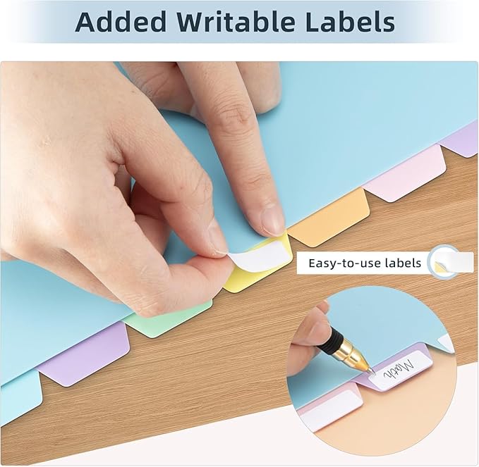 3 Sets Dividers for 3 Ring Binder,8 Tab Plastic Binder dividers with Tab,Colored Binder Separators for Letter Size,Write on Page Dividers for Shool Office Home