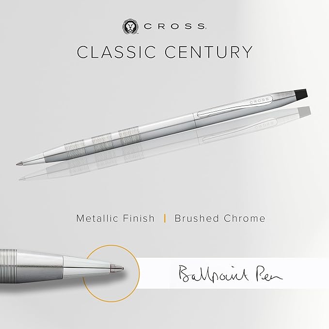 Cross Classic Century Refillable Ballpoint Pen, Medium Ballpen, Includes Premium Gift Box - Satin Chrome