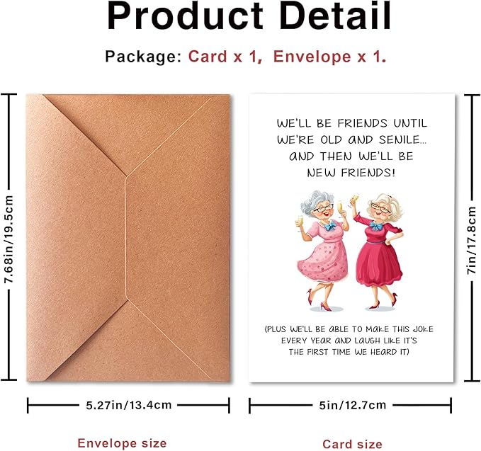 Funny Friendship Card for Besties, Best Friend Birthday Card for Women, Cute Birthday Cards for Female Friends and Best Sisters, We will Always Be Friends Until We Are Old