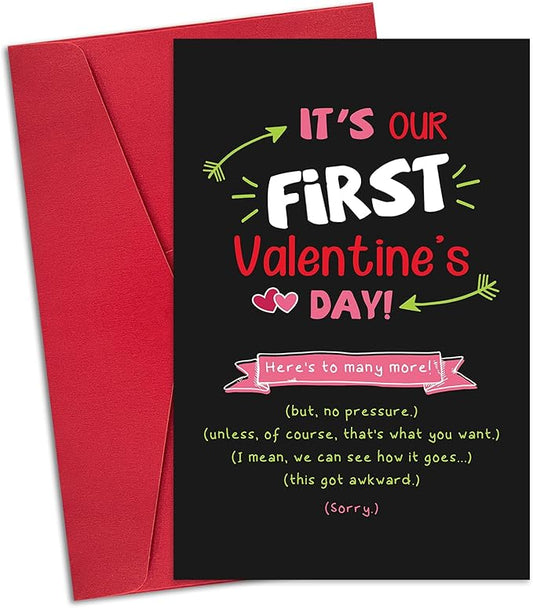 Ogeby Funny First Valentines Day Card Gifts for Boyfriend Girlfriend, Cute Valentines Day Gifts for Him Her Husband, Sarcastic 1st Valentines Day Cards Gifts for New Couple Men Women