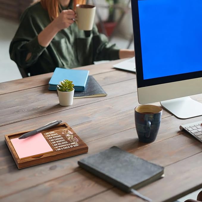 vizuzi Bible Verse Christian Decor Sticky Note Holder Gifts for Women Men Prayer Coworkers Employees Friends Inspirational Positive Scripture Desk Self-Stick Note Pad Holders ZSS44