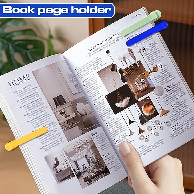 3pcs Page Bookmarks for Reading, Automatic Book Marks Tailored for Book Enthusiasts, Unique and Cute Book Page Holder Markers Clip Reading Accessories Gifts（Yellow Green Blue）