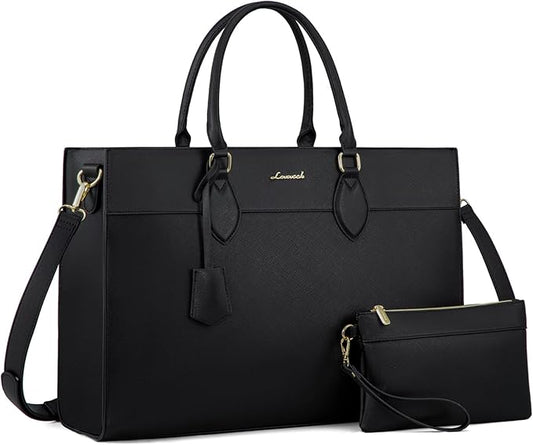 LOVEVOOK Laptop Bag for Women, 17.3 inch Laptop Tote Computer Briefcase for Work Large Waterproof Handbag Professional Shoulder Bag for Women Business Office