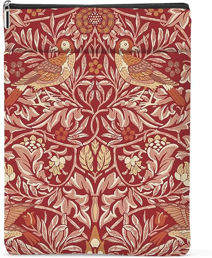 Retro Floral Bird Book Sleeve Book Cover Classic Flower Book Protector with Zipper Christmas Birthday Book Club Gifts Book Accessories for Women Bestie Mom Librarian Girls Bookish Book Lovers Gifts