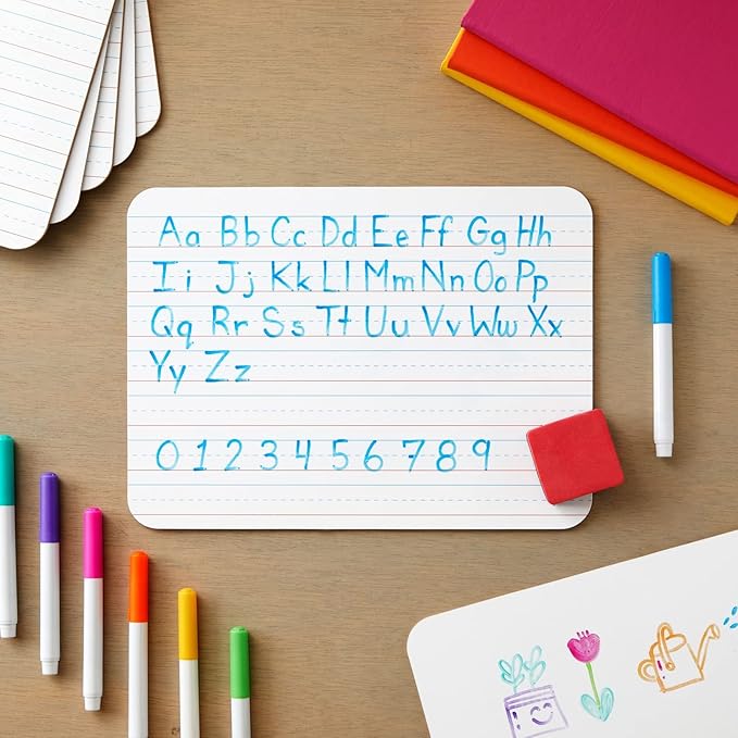 Juvale 12 Pack Double Sided Small Dry Erase White Boards with Lines - Whiteboards for Students and Classroom Supplies (9x12 in)