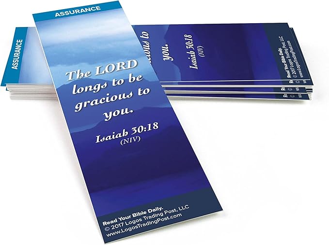 Christian Bookmark with Bible Verse, Pack of 25, Assurance Themed, The Lord Longs to Be Gracious to You, Isaiah 30:18