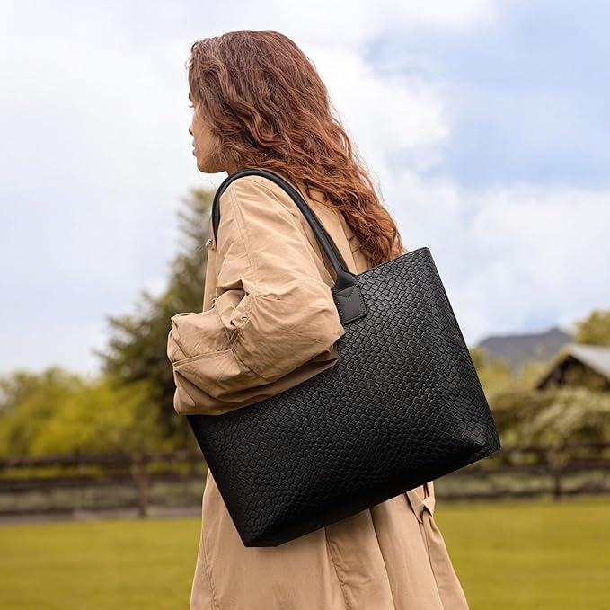 LOVEVOOK Laptop Purses and Handbags for Women, 15.6 Inch Computer Bag Work Tote Briefcase Satchel Handbags for Women with Small Clutch, Black