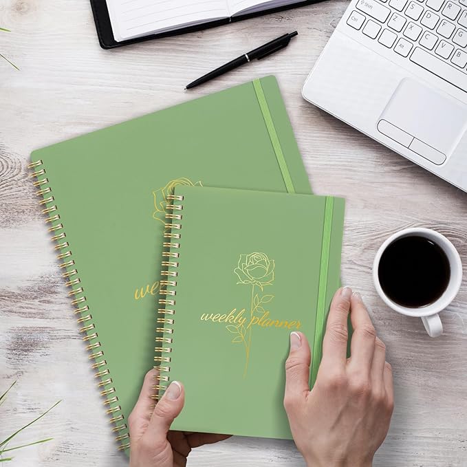 2025 Planner Weekly and Monthly, Calendar Planner with Monthly Tabs, 2025 Weekly Planner from Jan 2025 - Dec 2025, Weekly Monthly Planner with Spiral Binding- 6.3" X 8.5", Green