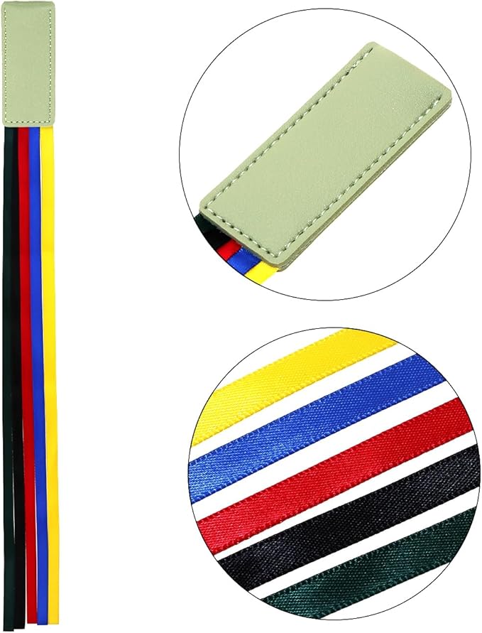 Bible Ribbon Bookmark Artificial Leather Multiple Page Marker with 5 Color Ribbons for Book Lover Reader Teacher Student Christmas Gift (Mint Green)
