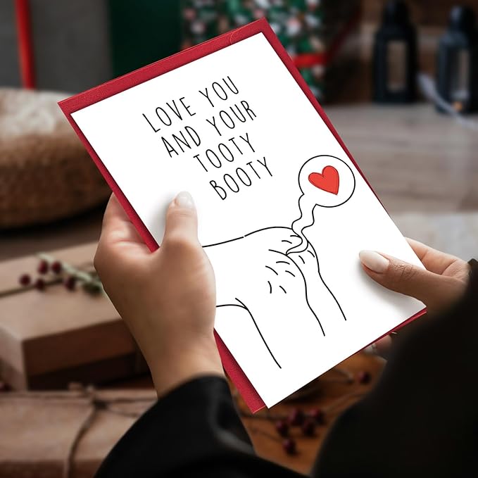 Cheeky Tooty Booty Anniversary Card, Funny Anniversary Card for Husband Boyfriend, Romantic Anniversary Card Gift for Couple, Lovely Valentine's Day Gifts for Him Her
