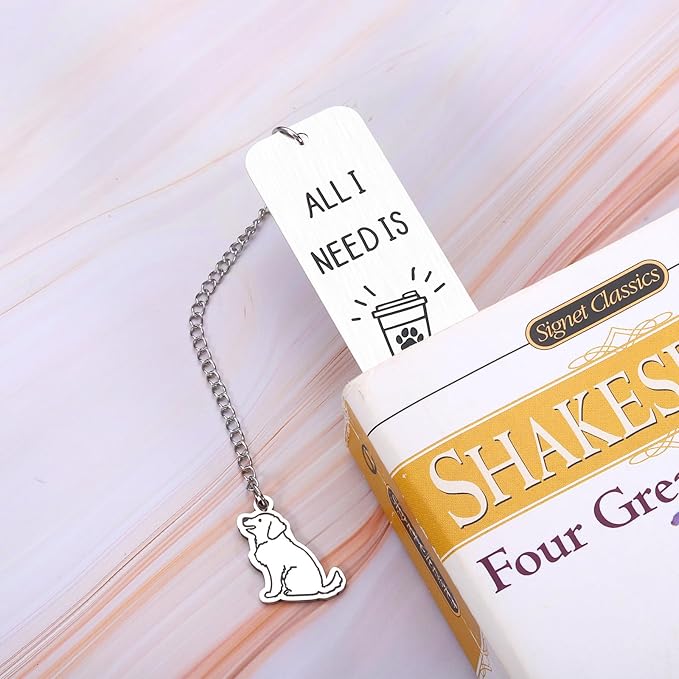 Dog Mom Gifts for Women Bookmark, Coffee Dog Book Marks for Reading Women Men Dog Mom Dad, Dog Lovers Gifts for Women Men Book Lovers Bookish, Birthday Christmas Gifts for Dog Lovers Friends Coworkers