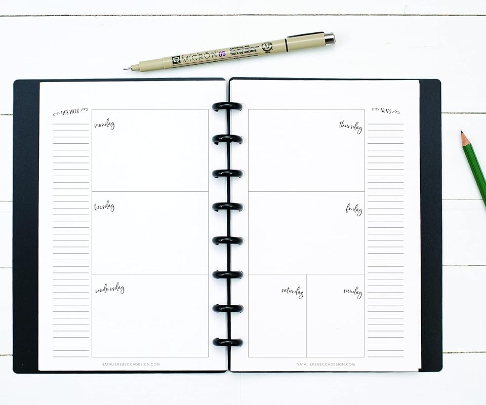 BetterNote Horizontal Undated Calendar Refill Pages for Disc Notebook, fits The Happy Planner, Discbound Levenger Circa, Staples Arc, TUL (Whimsy- 12 months, 8-Disc, 5.5"x8.5")