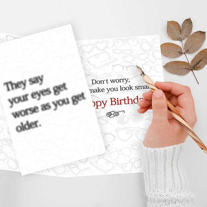 Funny Birthday Card Gift for Him, Her, Husband, Wife, Dad, Mom, Friends – 'Glasses Make You Look Smarter' – Cute Birthday Gift for Eyeglass Wearers, Happy Birthday Card