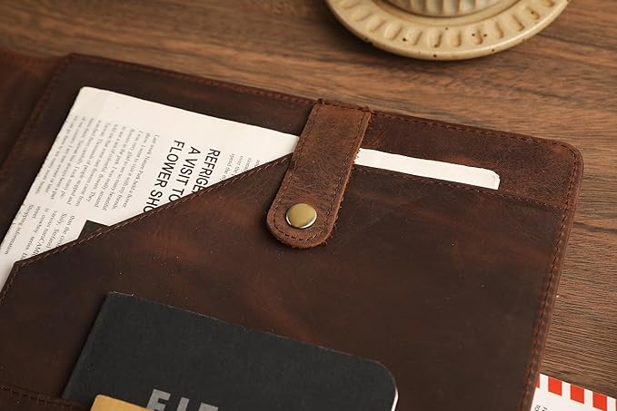Leather Padfolio for Lefty, Business Portfolio Binder with Clipboard, Legal Pad Portfolio Folder for Men/Women - Khaki