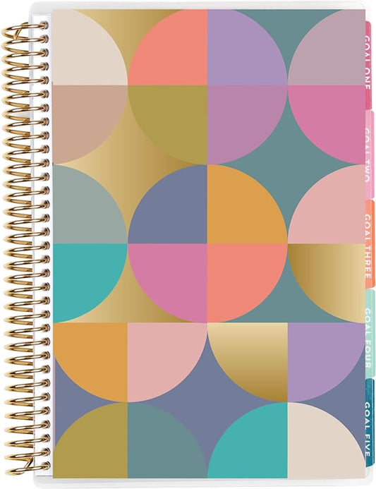 Erin Condren A5 Spiral Bound Goal Setting Planner – Metallic Abstract Circles - 4 Tabs with 160 Pages for Goal and Action Planning Inc. Steps, Weekly Check-in, Celebration Pages & More